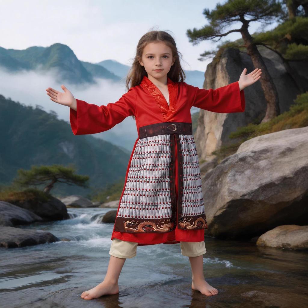 Girls' Mulan Live-Action Movie Costume: Cosplay Performance Hanfu for Halloween