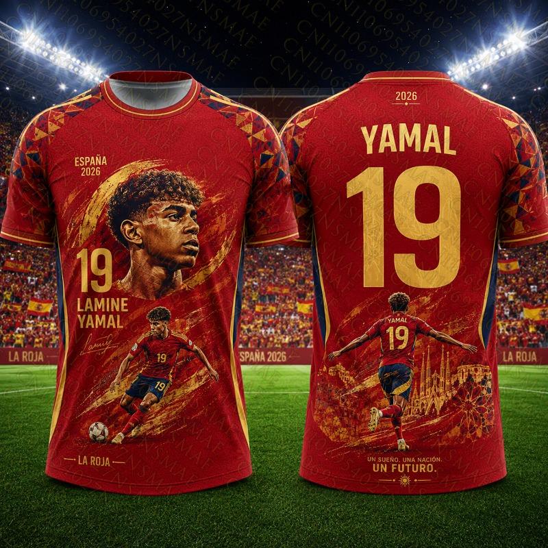 2026 Yamal Spain Team Football Shirt Match & Training Kit Summer Sports Men's T-Shirt