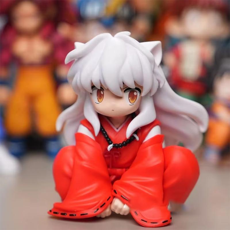 10cm/3.94in Anime INUYASHA Figure Cute Inuyasha Action Figure PVC Collectible Model Toys Desktop Decor Statue Birthday Gifts