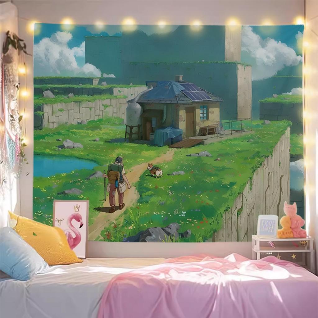 Healing Room Tapestry Background Wall Fabric For Bedroom Decor Dorm Hanging And Live Stream Backdrop Aesthetic Art
