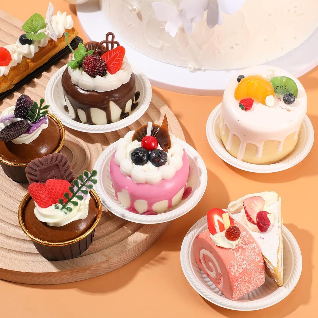 Bokon 100 Count 4 Inch Small Paper Plates Heavy Duty Round Paper Starch Disposable Plates Mini Party Plates Bulk for Dessert, Cake, Appetizer, Dinner