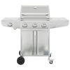 Gas Barbecue Grill with 4 Burners Silver Stainless Steel