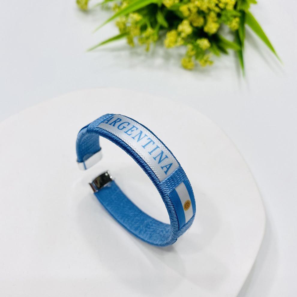 2026 FIFA World Cup Bracelets Boys Girls National Flag Ribbon Bracelet Fashion Woven Football Fan Wristband