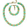 Vintage Heavy Industry Retro Natural Green Pine Temperament Versatile High End Necklace Bracelet Earnail Set