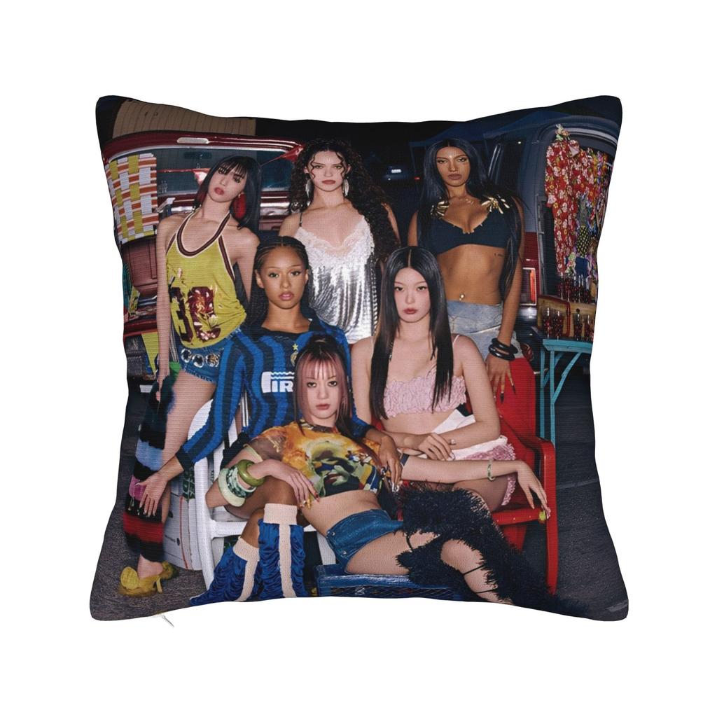 Kpop Katseye Federa per Cuscino Musicale Poliestere Copricuscino Regalo Federa per Cuscino Auto Cerniera 45*45cm