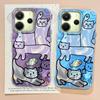 Purple Line Cat Fish WaterTexture Phone Case for Xiaomi Redmi 13C 14C A5 A3 A4 A3X Note 14 13 12 11 11S Pro Silicone Back Cover
