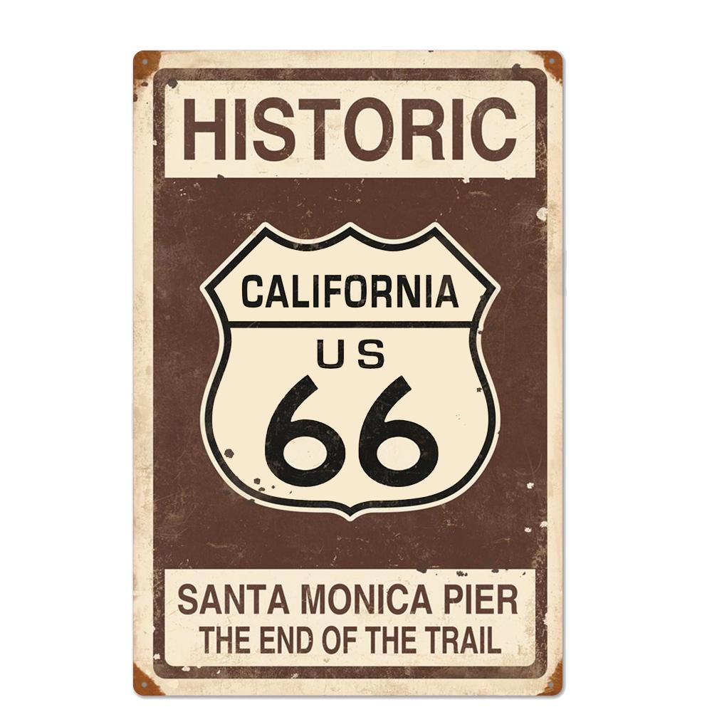 Vintage USA Route 66 Sign Metal Tin Plate Bar Pub Club Man Cave Wall Decoration Plaque Retro Poster Home Decor 30X20CM