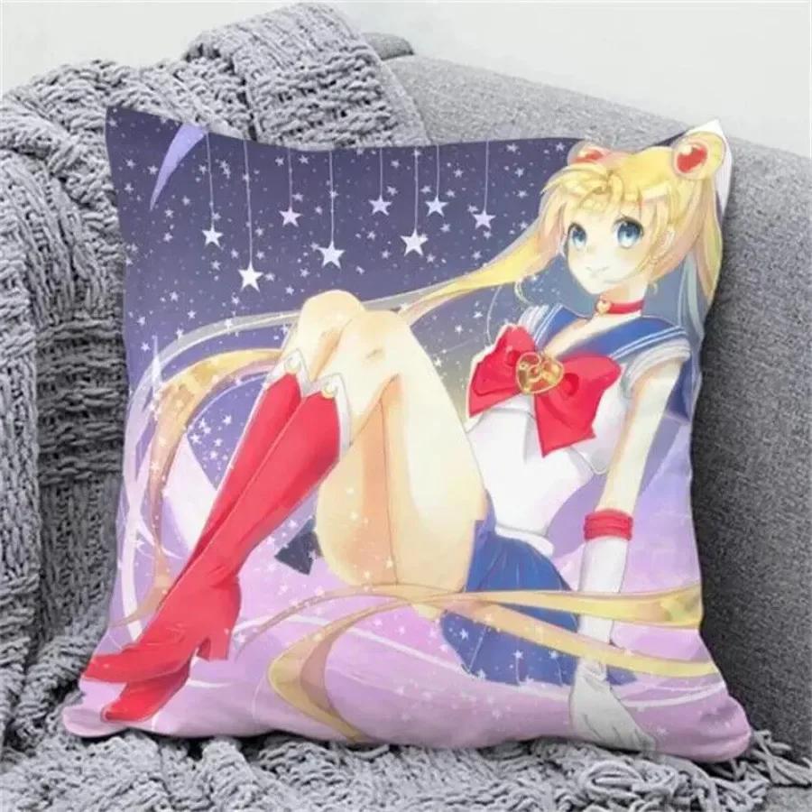 Anime Cartoon Sailor Moon Print Cushion Cover Sofa Home Decor Pillowcase