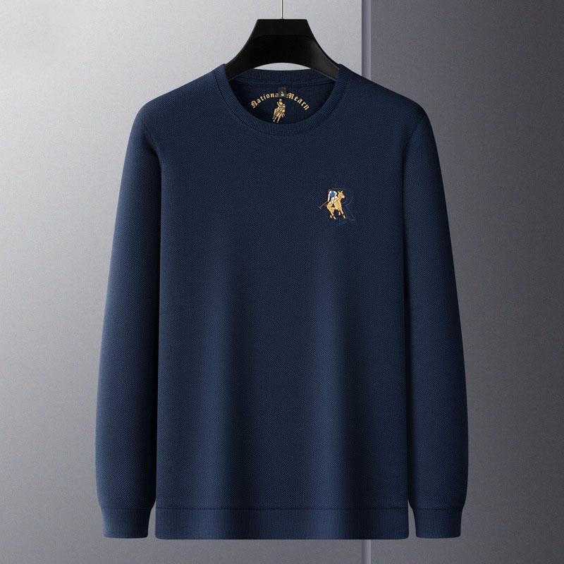 

Новый универсальный повседневный деловой свитер на весну и осень для мужчин с воротником-стойкой и длинными рукавами, повседневный свитер с капюшоном из жаккардовой вязки 3XL синий