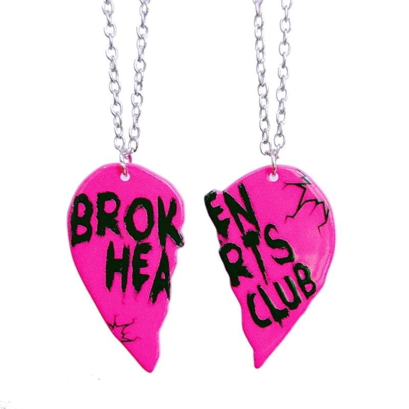 

2pcs Simple Broken Heart Pendant Necklace Fashion Best Friend Collar Necklaces Clavicle Chain Choker Friendship Jewelry 1