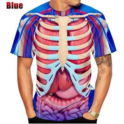 Top de vară cu gât rotund, imprimeu 3D anatomie umană, modă casual, tricouri pentru bărbați cu mânecă scurtă