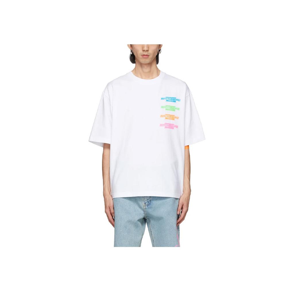 WE11DONE Ss21 Printed Round Neck Multi-Color Logo Short Sleeve T-Shirt Unisex T-Shirts White WD-TT1-21-546-U-WH