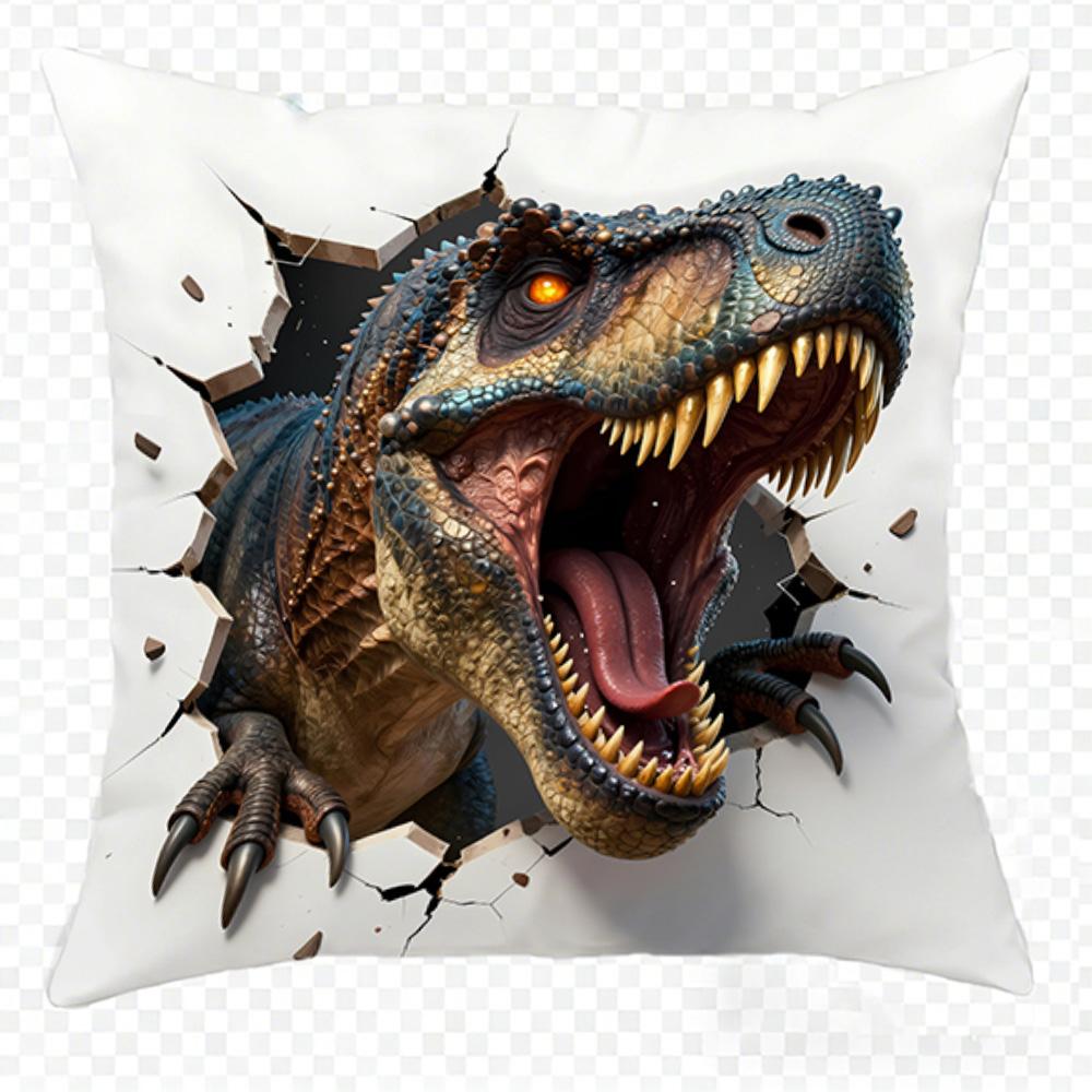 Dinosaur Print Doublesided Printed Pillow Cover Short Plush Suitable Living Rooms Bedrooms Sofas Throw Cushion Cover