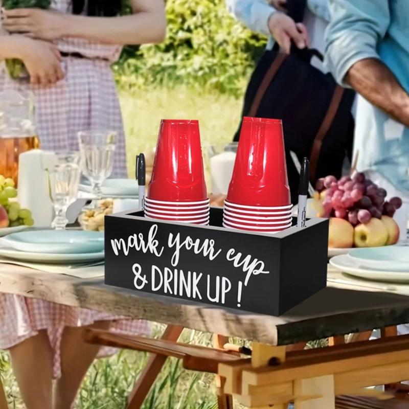 Wood Coffee Station Rack for Organizing Cups and Accessories Disposable Cup and Lid Organizer Wooden Storage Box