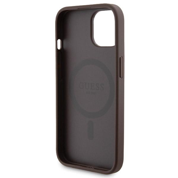 Zestaw Guess Gubpm5P15S4Gemgw Iphone15 6.1 Hardcase + Powerbank 5000Mah Magsafe Brązowy/Brown 4G Metal Logo