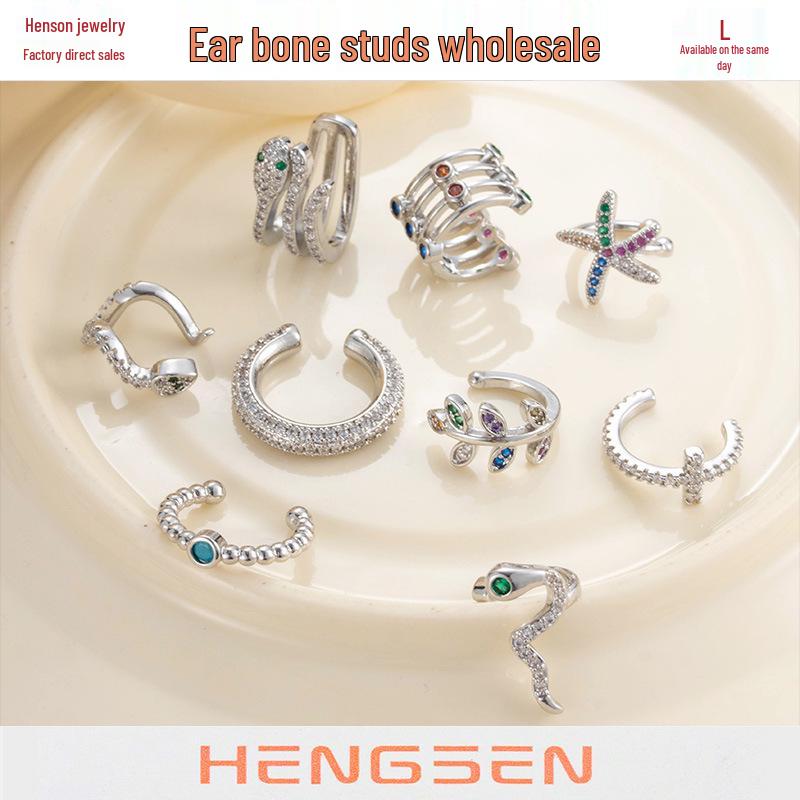 

Copper Snake Zircon Cartilage Ear Cuff for Non-Pierced Ears - Unique Niche Jewelry