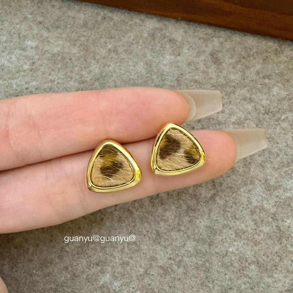 Schicke Dreiecks-Steckohrringe mit Leopardenmuster: Süße, Luxuriöse, Vielseitige Mode für Damen