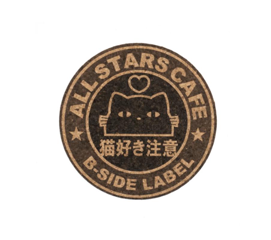 B - SIDE LABEL Sharp-eyed cats & cat lovers warning coaster Japan NEW