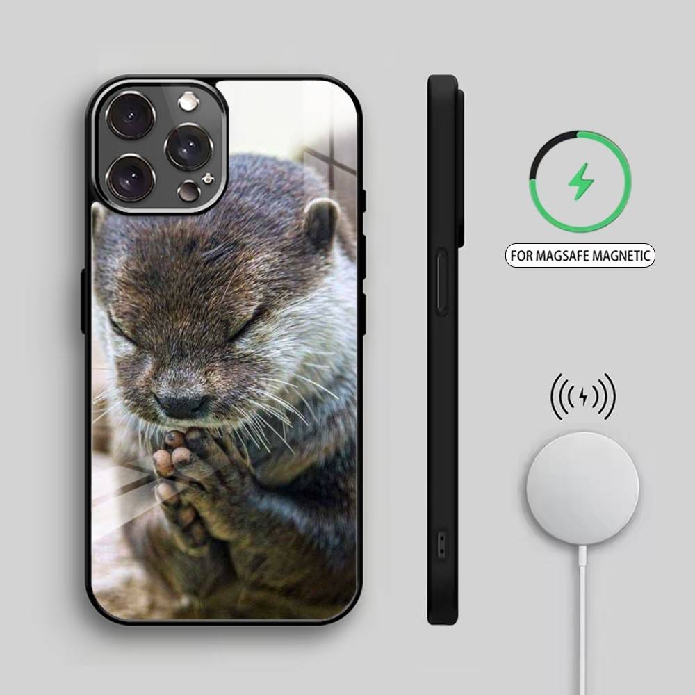 So Adorable R-River Otter Phone Case For iPhone17,16,15,14,13,12,11 Plus,Pro Max Magnetic For Magsafe Wireless Charging