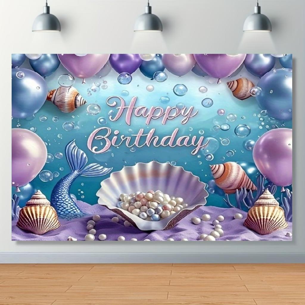 Mermaid Backdrop Girls Princess Birthday Party Decoration Background Under The Sea Photography Supplies Kids Baby Shower Banner