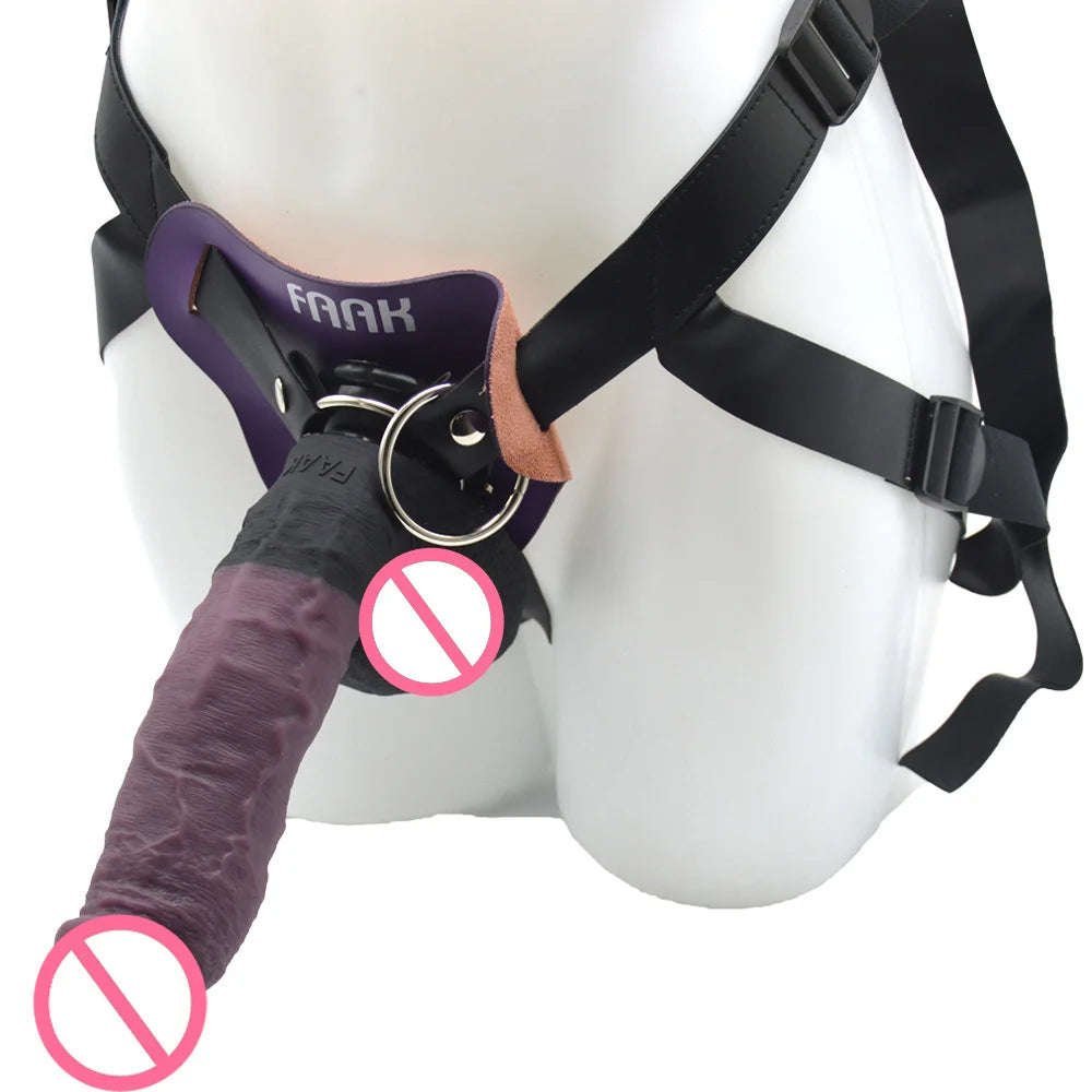 Dámský nositelný silikonový pásek FAAK na měkký penis 24 cm