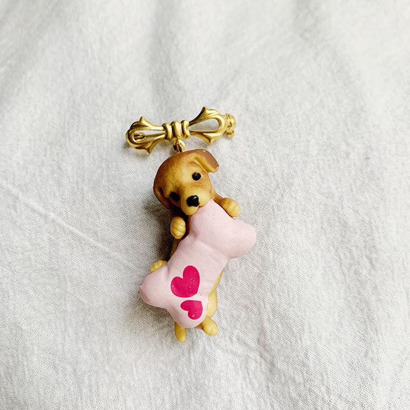 Bow Kitten Brooch: Women's Unique Dog Biting Socks & Pillow Accessories Pin