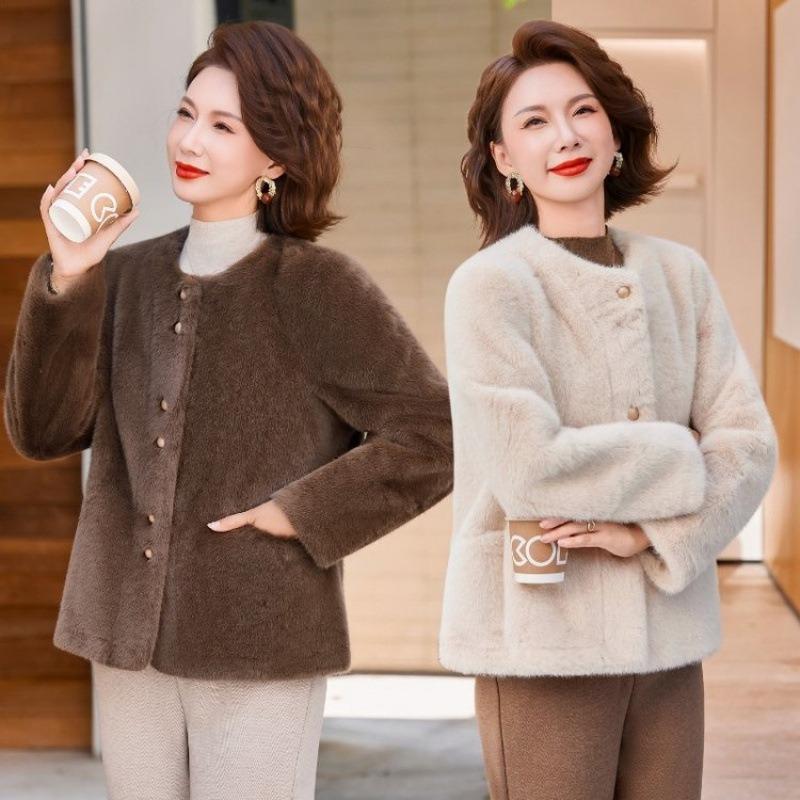 Women's new dopamine new short mink fur integrated jacket with fleece and thicker temperament women