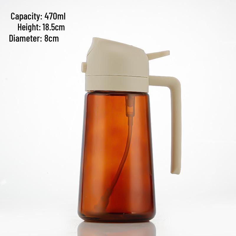 Dual-Use Automatic Oil Dispenser: Leak-Proof Glass Bottle for Spraying and Pouring, Large Capacity
