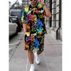 Bunte Graffiti 3D-Druck Trainingsanzüge Herren Damen Lässige Kurzarm-T-Shirt-Shorts-Sets 2 Teile Sportbekleidung Anzüge Herrenbekleidung