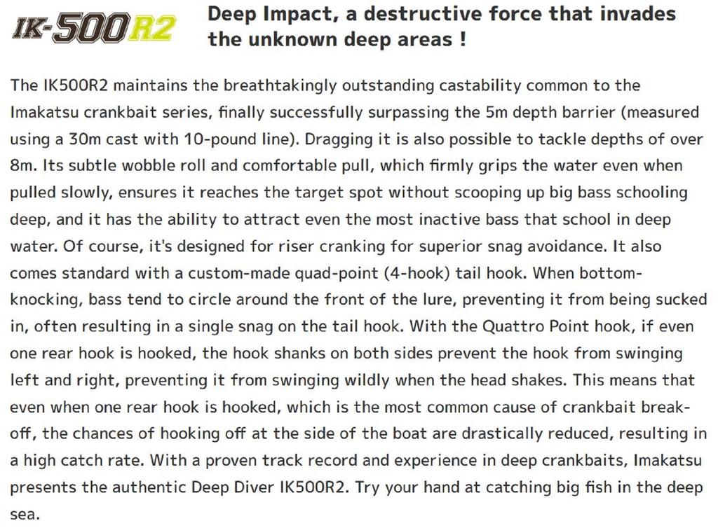 Imakatsu IK 500R2 Mozaic 75 mm 25 grams Floating Lure 718 (9154)