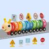 Colorful Wooden Caterpillar Train Set With Number Signs Color Number Cognition Traffic  Educational Toys As Gift