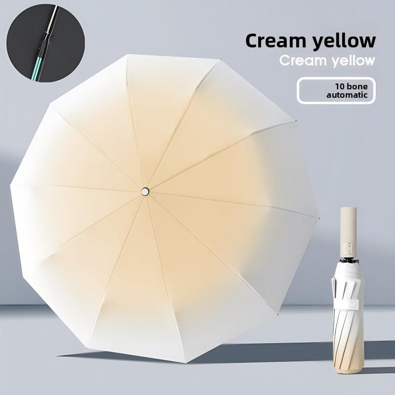 20 Bones Triple Fold Umbrella Fully Automatic Gradient Black Rubber Sunscreen Umbrella Folding Sunny Umbrella