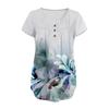 Tunica a maniche corte da donna T-shirt larghe T-shirt casual taglie forti Tunica a pieghe Bottoni T-shirt floreali estive casual per le donne