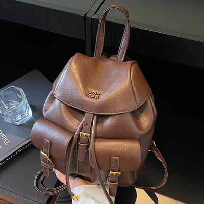 Retro Texture Portable Bucket Bag Women's Bag Autumn New Large-capacity Backpack Casual Schoolbag