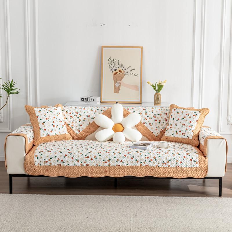 Four Seasons Universal Washed Twill Cotton Printed Sofa Cushion Korean Style Small Fresh Patchwork Non-slip Sofa Cushion Towel