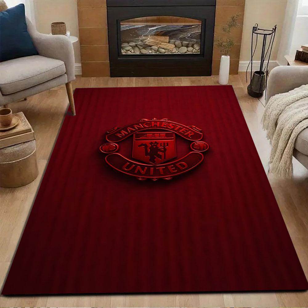 Manchester United Logo Red Design Patterned carpet, non slip mat suitable for living room and bedroom sofas