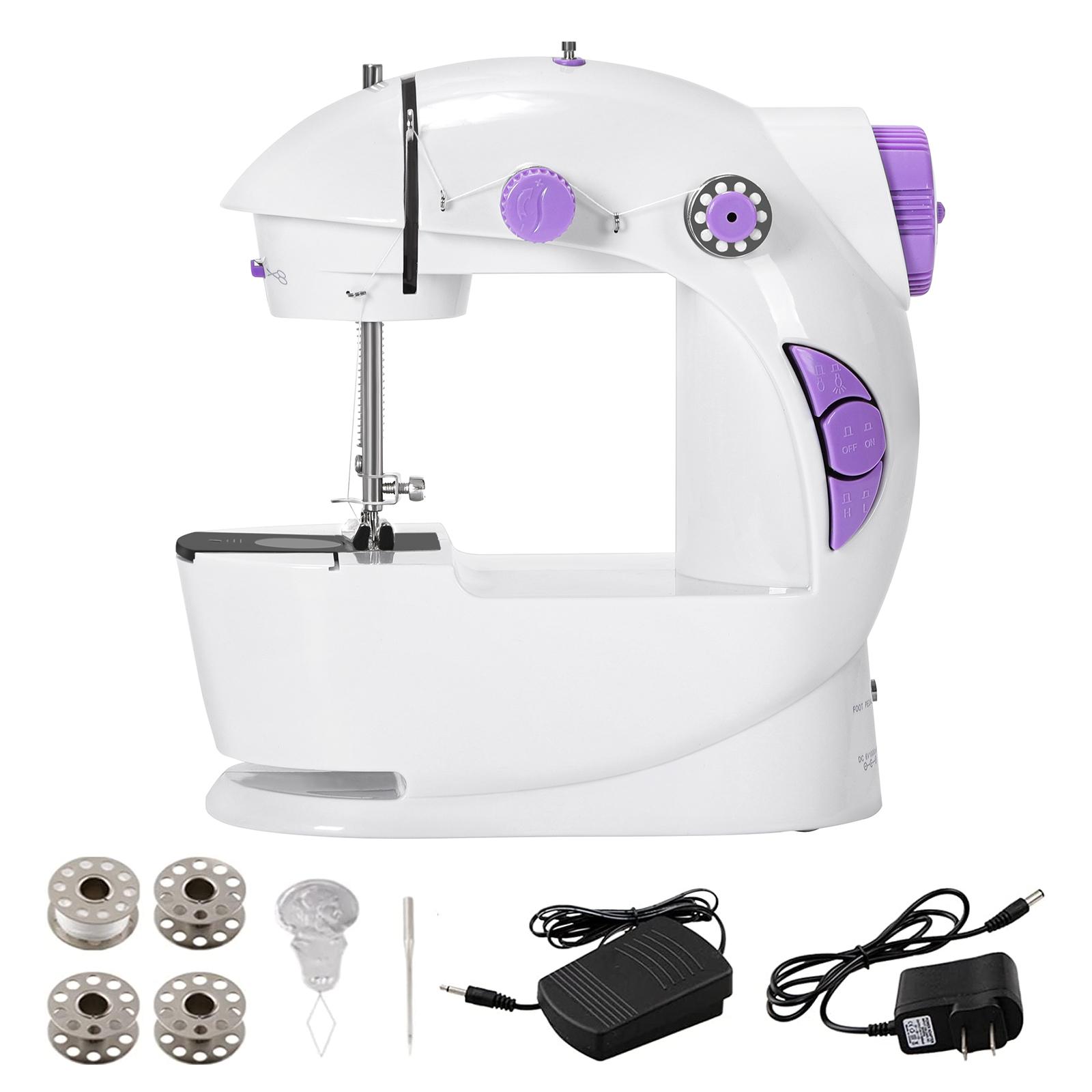 

Портативная швейная машина с подсветкой и регулировкой скорости - Удобная для начинающих, для домашнего использования, Компактный бытовой швейный набор, аксессуары фиолетовый