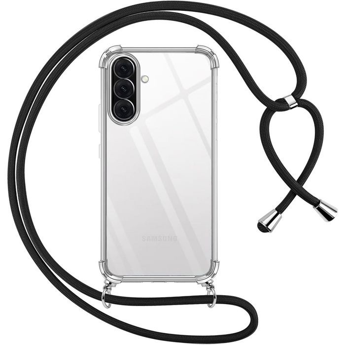 Protective Case - BOOLING - for Samsung Galaxy A26 5G - Shockproof - Flexible - with Black Lanyard