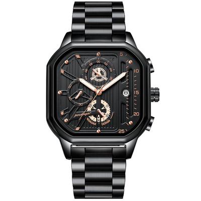 Luxury Square Sport Man Wristwatch Waterproof Luminous Chronograph Quartz Men's Watches Stainless Steel Men Watch