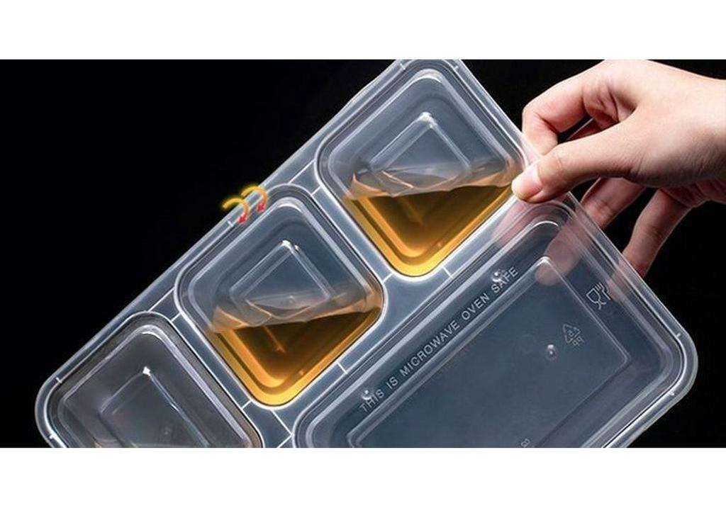 Thickened Disposable Bento Box with Five Compartments