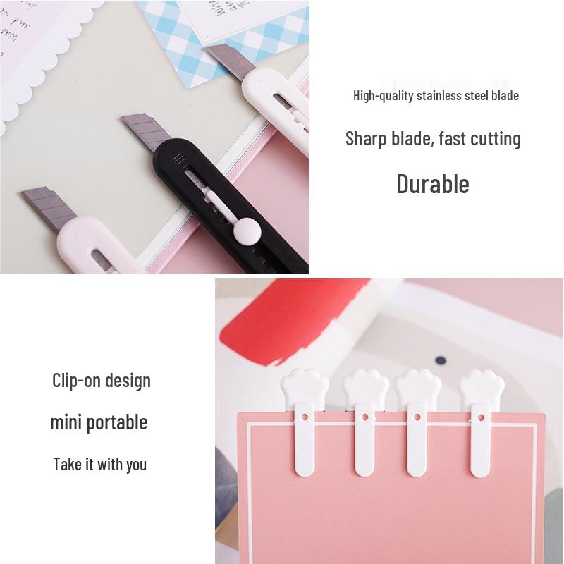 Cute Cartoon Cat Paw Utility Knife - Small Portable Paper Cutter with Fun Designs
