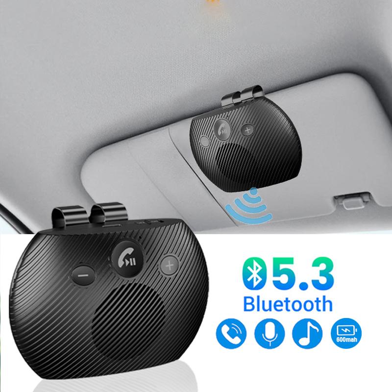 Bluetooth 5.4 Car Kit Handsfree 6W Speakerphone Sun Visor Speaker Mp3 Player Wireless Music Receiver With Voice Assistant 2W BT5.3