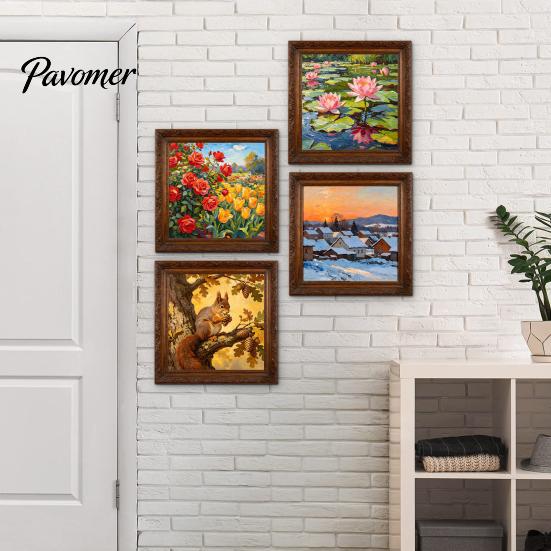 Easy Install Window Decor for Beginners 4Pcs Four Seasons Landscape Wall Sticker, Waterproof PVC Decorative Modern Scenery Decorations Office