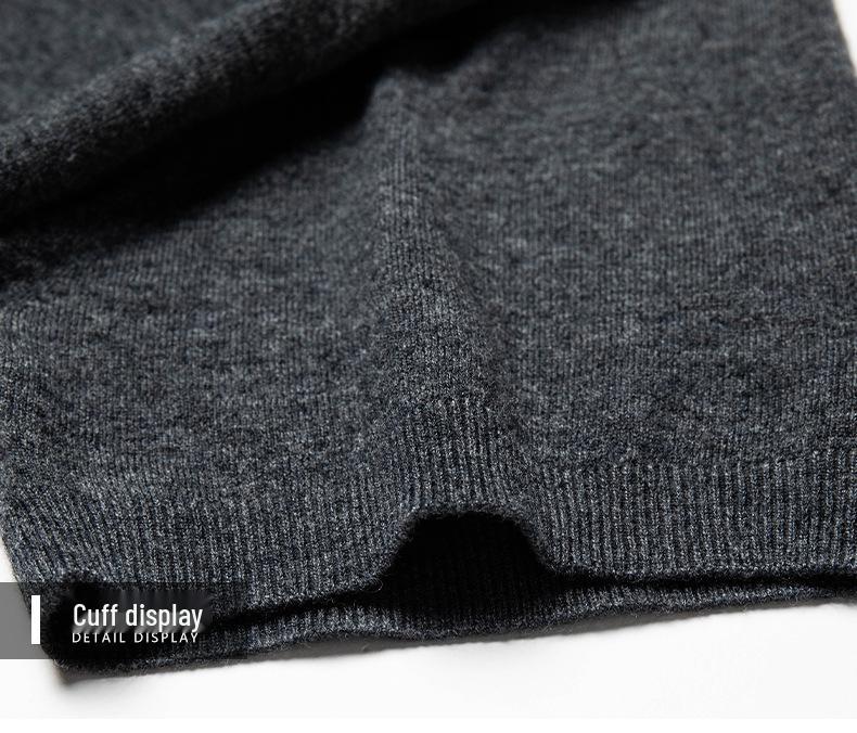Men's Pure Wool Short-Sleeve Sweater - Lightweight, Half-High Neck Knitwear for Spring/Summer