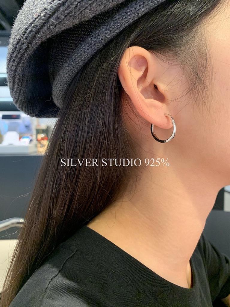 S925 Sterling Silver Hoop Earrings for Women Light Luxury Simple Stud Earrings Gold Plated Silver Hoop Earrings