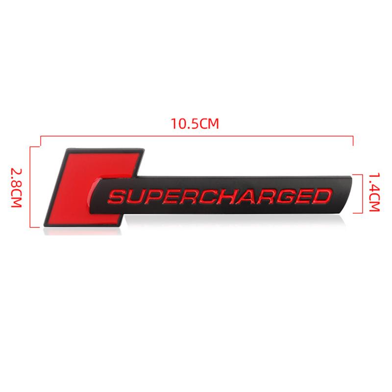 1Pc 3D Metal Letter Metal Supercharged Logo Badge Decal Car Sticker Q7 S Line A6A8D4 B8S6 C5 V6 Supercharged Logo Accessories