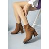 Women's Black Vegan Leather Heeled Boots Qadn Qara
