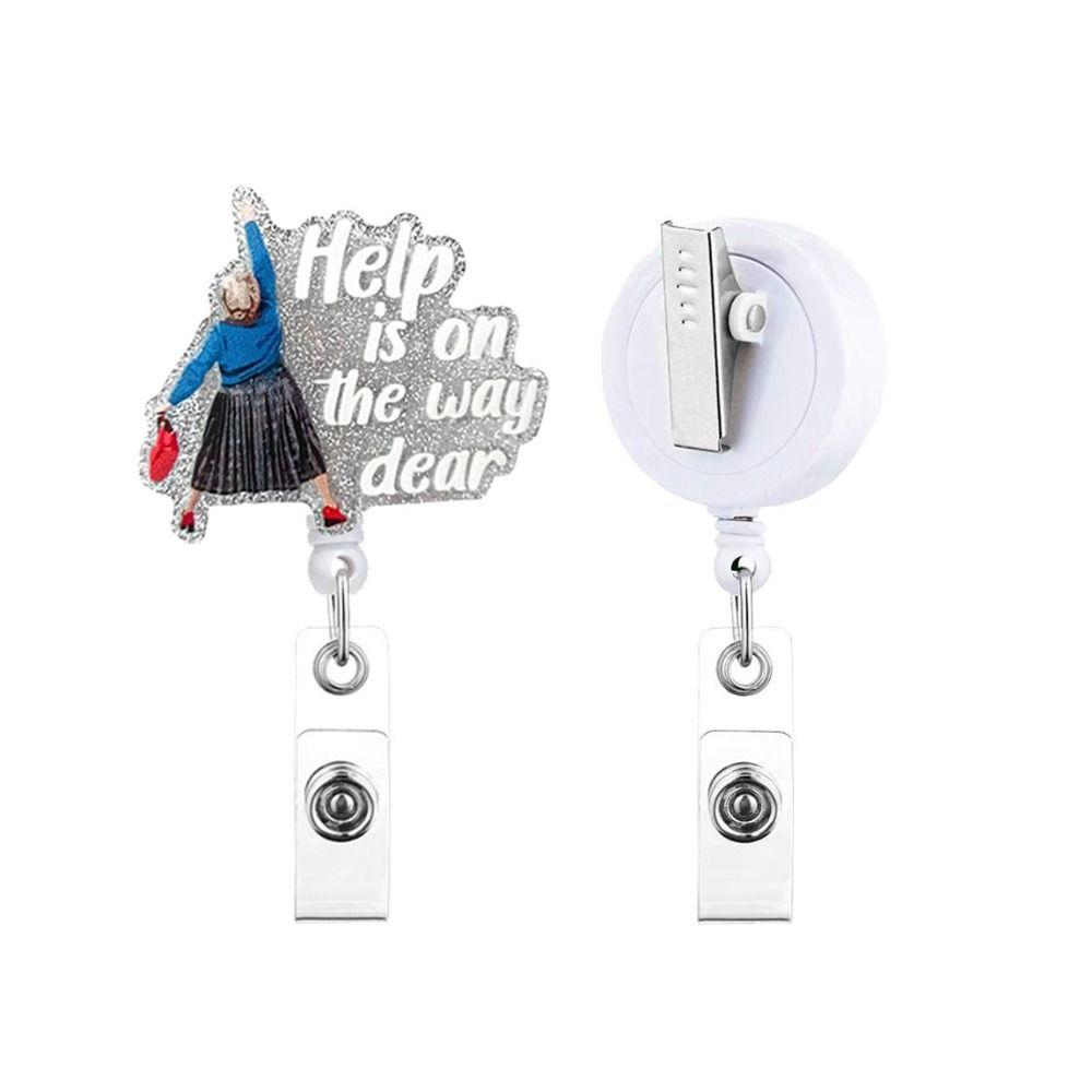 Acrylic Retractable Badge Reel Help Is on The Way Dear Name Holder ID Badge Holder  Students