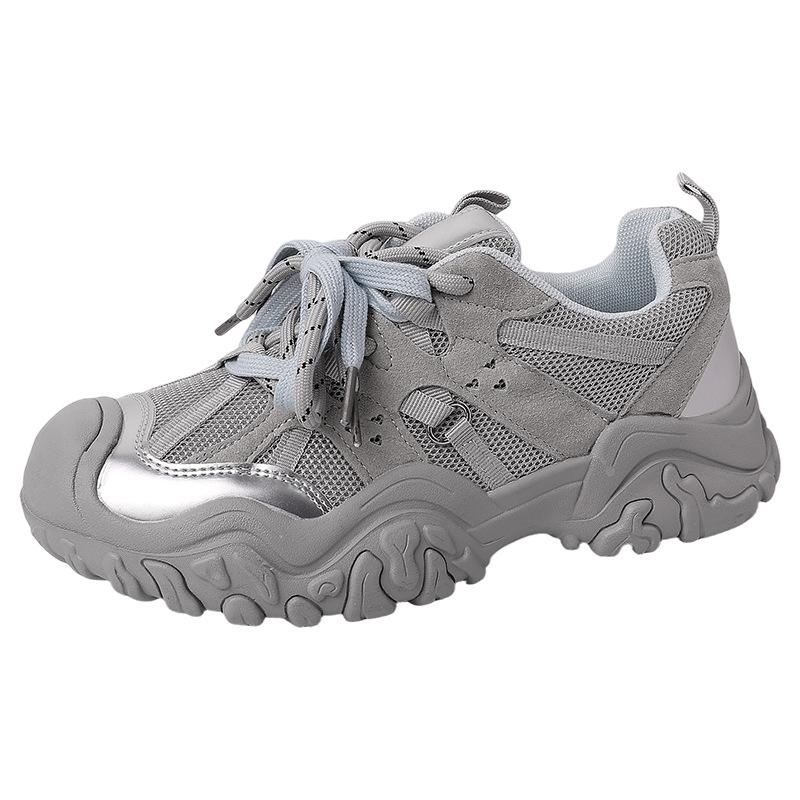 Fashion mesh splicing single shoes women's shoes 2025 autumn new sports shoes women's outdoor hiking shoes dad shoes
