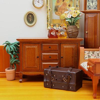 Puppenhaus Schrank Miniatur Öffnungsbar Dekoration mit 3 Schubladen Puppenhaus Zubehör 1/12
